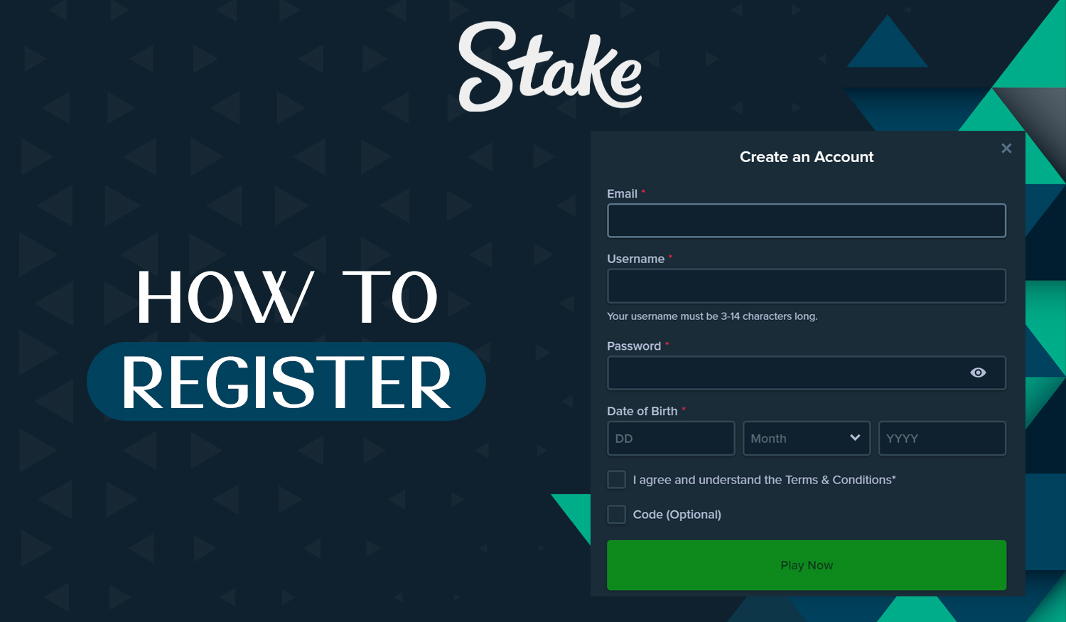 Step-by-step instructions for Indian users on how to register a new Stake account